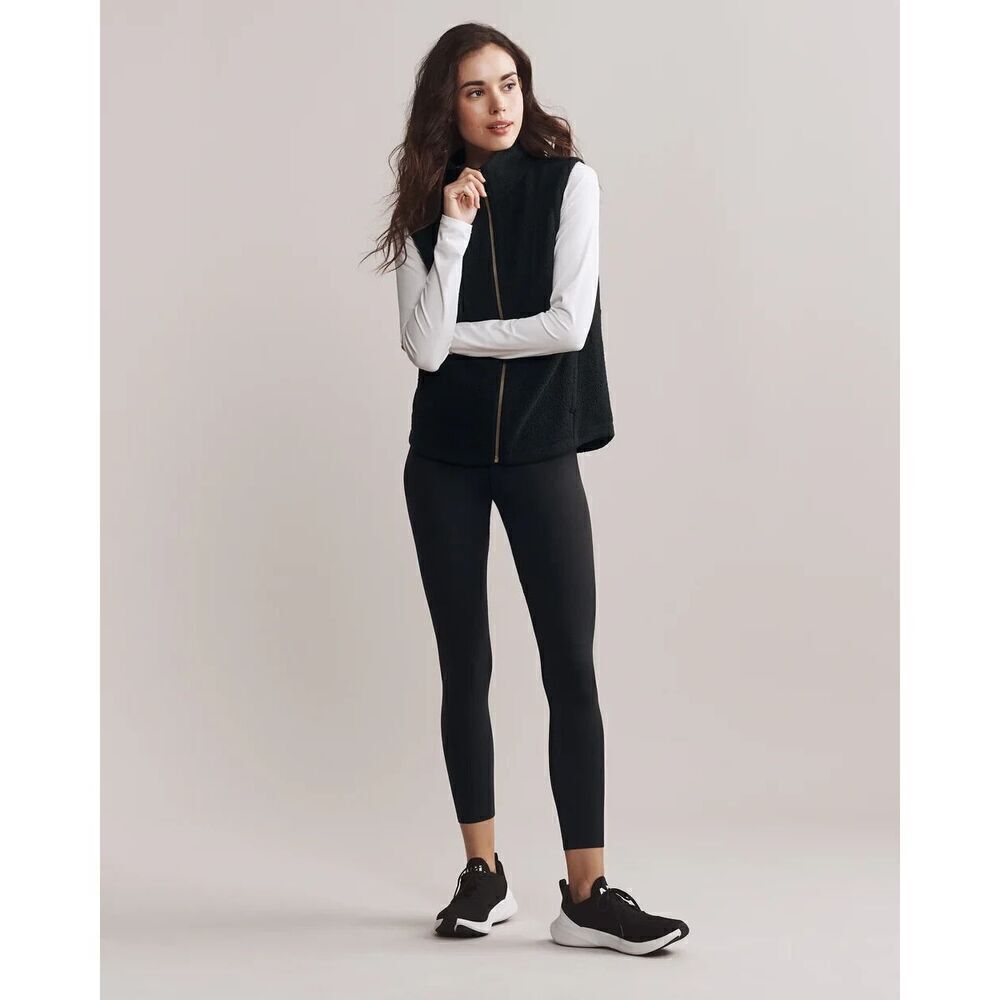 NEW Rhone XL Womens Aloft Fleece Vest Contrasting Stretch Satin in Black